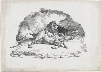 Lev požírající koně od Theodore Gericault
