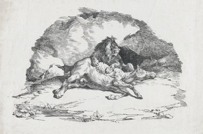 Lev požírající koně, 1818. od Theodore Gericault