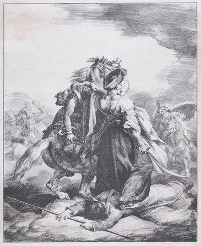 Mamlúk bránící zraněného trubače od Theodore Gericault