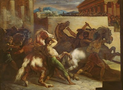The Wild Horse Race at Rome, c.1817 (olej na papíře) od Theodore Gericault