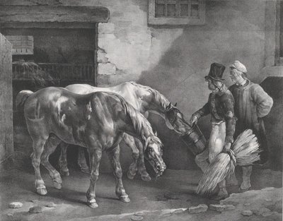 Dva poštovní koně u dveří stáje, 1822. od Theodore Gericault