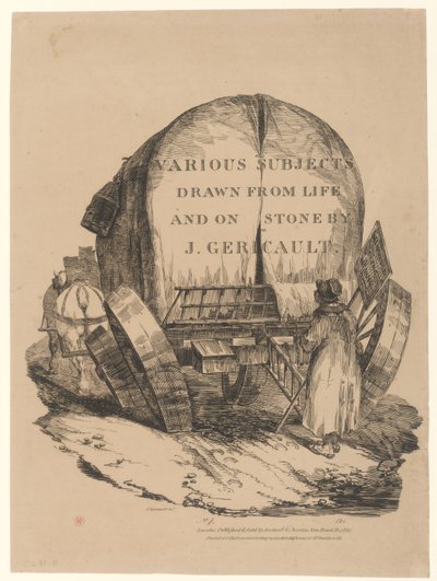 Přepravní vůz s koněm (název anglické série) [A Hitched Wagon or A Horse-Drawn Cart (titulní strana anglické série)] od Theodore Gericault