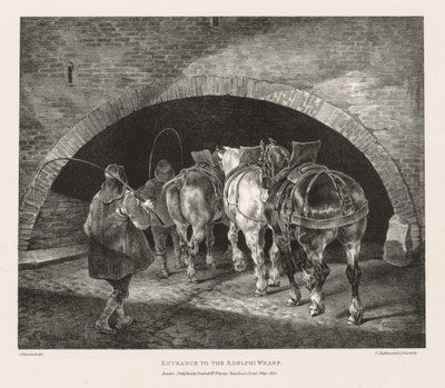 Různé předměty čerpané ze života a na kameni: Vstup do Adelphi Wharf od Theodore Gericault