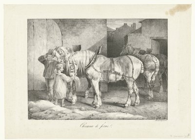 Werkpaarden Farmářští koně (název na objektu) Čtyři různé předměty (název série) od Theodore Gericault