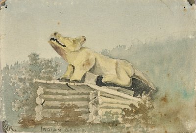 Indiánský hrob. Totem vlka nad hrobem medicinmana, Wrangell od Theodore J. Richardson