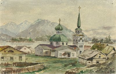 Zadní pohled na řecký kostel, Sitka, 1888. od Theodore J. Richardson