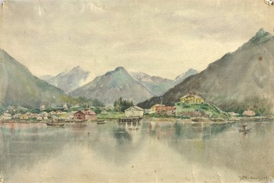 Sitka z ostrovů, zobrazující ruský hrad, 1888. od Theodore J. Richardson