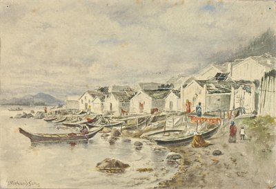 The Ranch Native Village, Sitka, 1884. od Theodore J. Richardson