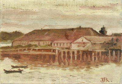 Budovy obchodní stanice a přístaviště, Sitka, Večerníček od Theodore J. Richardson