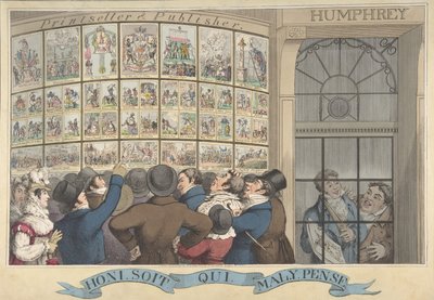 Honi. Soi. Qui. Mal. Y. Pense: The Caricature Shop of G. Humphrey, 27 St. James..., 12 August 1821. od Theodore Lane