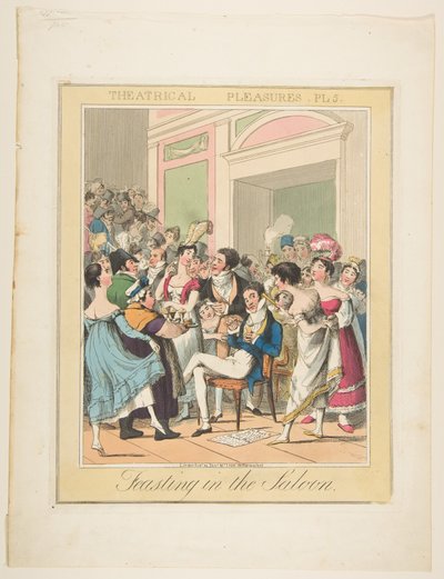 Divadelní potěšení, deska 5: Hodování v salonu, ca. 1835. od Theodore Lane
