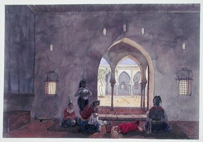 Maurský interiér, Alžír, cca 1835 (akvarel na papíře) od Theodore Leblanc