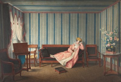 Žena v růžovém ležící na canape, 1819. od Theodore Lebrun