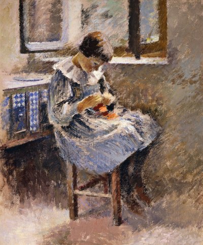 Šití dívky, kolem roku 1886 od Theodore Robinson