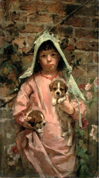Dívka se štěňaty od Theodore Robinson