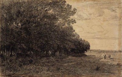 Malá skupina vysokých stromů v lese Macherin od Theodore Rousseau