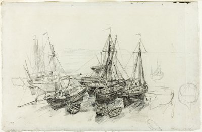 Rybářské lodě v Granville od Theodore Rousseau