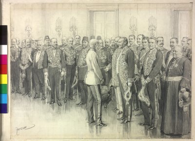 Císař hovoří s německým velvyslancem Philppem zu Eulenburg-Hertefeld. od Theodore Zasche