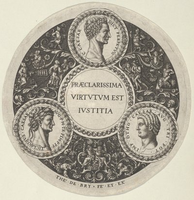 Design pro misku s portréty římských císařů Caesara, Claudia a Otho, ca...., ca. 1588. od Theodore de Bry