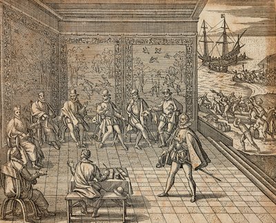 Francisco Pizarro Příprava na svou expedici do Jižní Ameriky, Theodor de Bry od Theodore de Bry