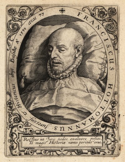 Francois Hotman na smrtelné posteli od Theodore de Bry