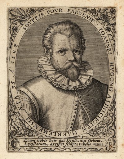 Jan Huyghen van Linschoten, holandský protestantský obchodník. od Theodore de Bry