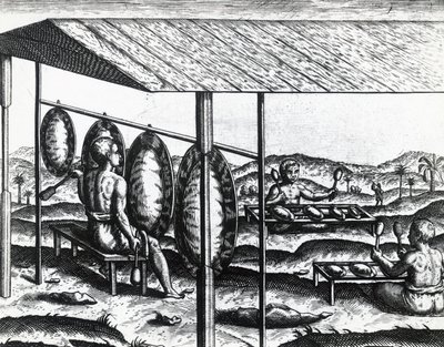 Jávské hudební nástroje, Theodor de Bry (1528-1598), rytina od Theodore de Bry