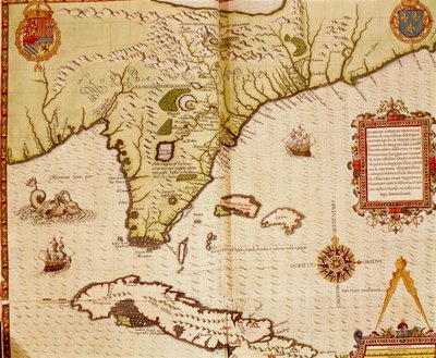Mapa Floridy a Kuby od Theodore de Bry od Theodore de Bry
