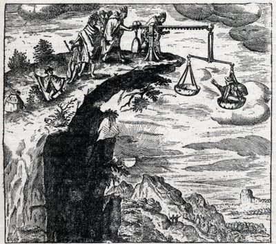 Metoda vymáhání doznání od zločince v Jižní Americe v době příjezdu Španělů; z knihy Theodore de Bry (1528–1598) „Cestuje“ od Theodore de Bry