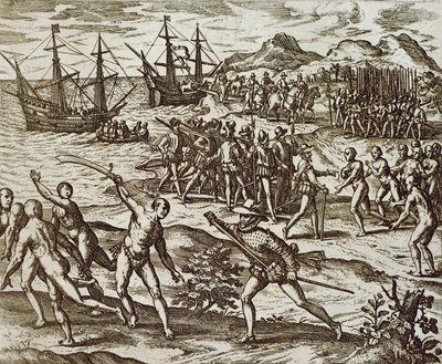 Španělština v Americe, Theodore De Bry, rytina od Theodore de Bry