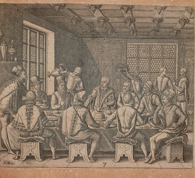 Kolumbovo vejce, rytina Theodora de Bry (1528-1598) ze čtvrté části Ameriky od Theodore de Bry