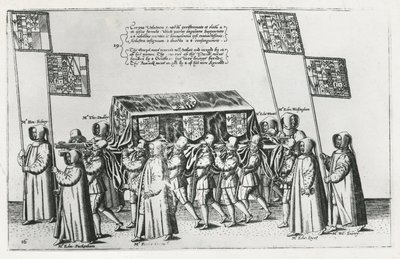 Pohřební průvod sira Philipa Sidneyho na cestě do katedrály St. Pauls, 1587 od Theodore de Bry