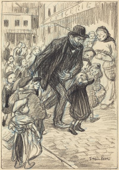 Muž v městské ulici, obklopený dětmi (Otec) od Théophile Alexandre Steinlen