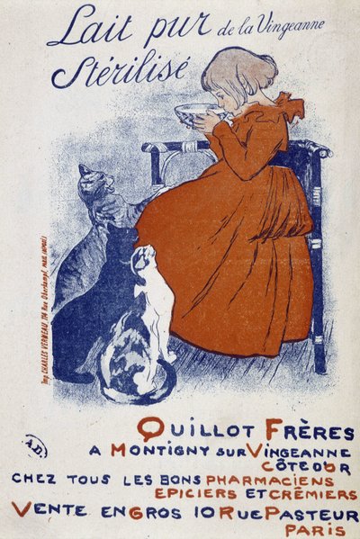 Reklamní plakát na čisté mléko z Vingeonne - od Steinlena od Théophile Alexandre Steinlen