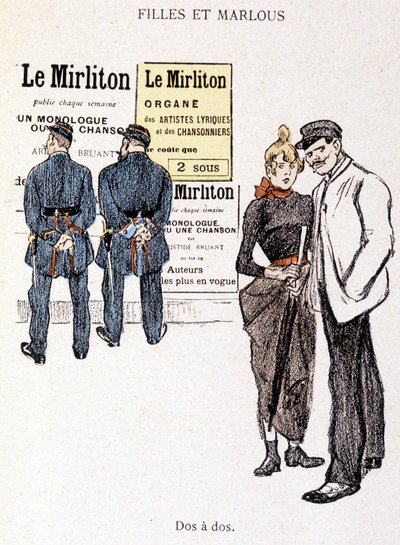 Dívka a Marlou: pasák a prostitutka za dvěma policisty. V „V životě“ od Steinlena od Théophile Alexandre Steinlen