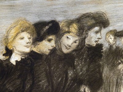 Výstup z midinet (detail) (před rokem 1907). Theophile Alexandre Steinlen (1859-1923). Uhl a pastel na papíře. Musee des Beaux-Arts de la Ville de Paris, PeuPalais. od Théophile Alexandre Steinlen