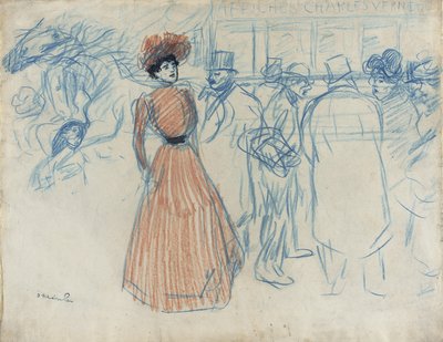 Žena na autobusové zastávce od Théophile Alexandre Steinlen