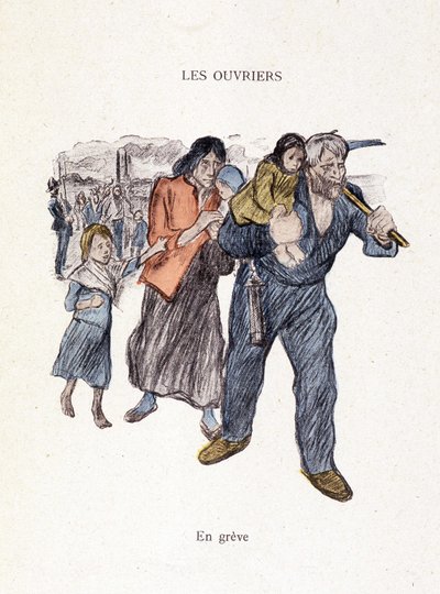 Dělníci: ve stávce v „“In Life“, od Steinlena 1901 od Théophile Alexandre Steinlen