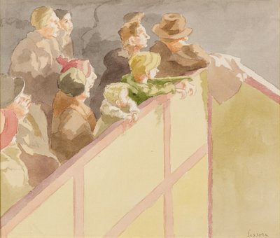 Publikum v Islington Circus (akvarel) od Therese Lessore