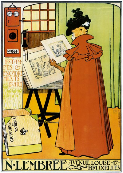 Reklamní plakát pro obchod s uměním Lembree v Bruselu od Théo van Rysselberghe