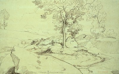 Pohled na Serpentara mezi Olivano a Civitella od Théodore Caruelle d