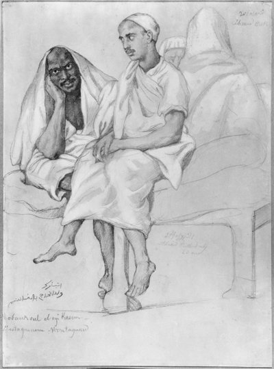 Černý a Arab z Mostaganem (tužka a kvaš na papíře) od Théodore Chassériau