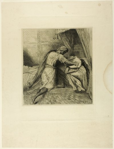On Smothers Her, talíř třináct od Othella od Théodore Chassériau