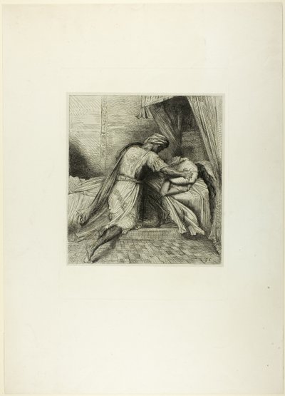 On Smothers Her, talíř třináct od Othella od Théodore Chassériau