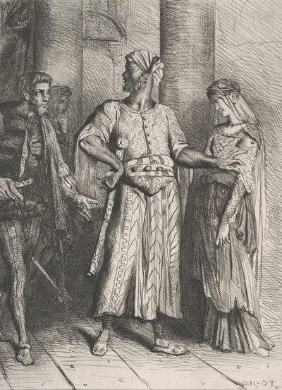 Upřímný Iago, svou Desdemonu ti musím nechat: deska 4 od Othella..., leptaná 1844, přetištěná 1900. od Théodore Chassériau
