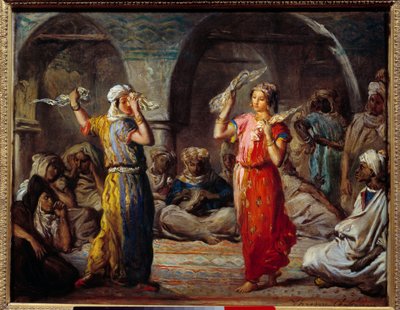Orientalismus: "" Tkáňový tanec: marocké tanečnice"" Obraz Theodora Chasseriaua (1819-1856) 19. století Sun. 0,32 x 0,4 m od Théodore Chassériau