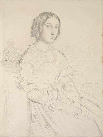 Portrét mladé ženy, sedící tři čtvrtiny doleva, 1839-1856 od Théodore Chassériau