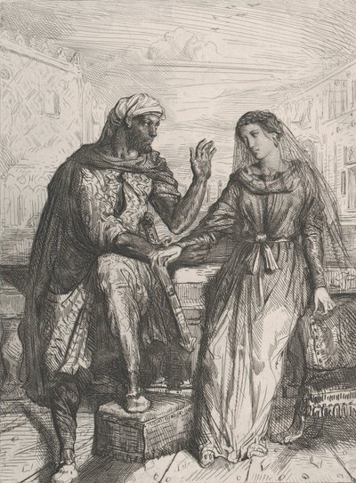 Poděkovala mi: deska 2 z Othello Act 1, scéna 3, 1844. od Théodore Chassériau