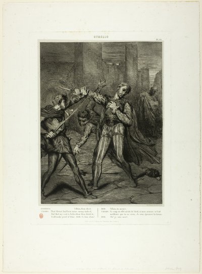 Villain, Thou Diest, talíř deset od Othella od Théodore Chassériau