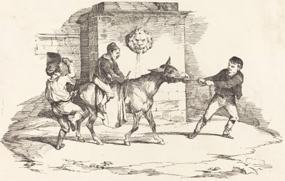 Tři děti si hrají s oslem od Théodore Gericault and Nicolas Toussaint Charlet